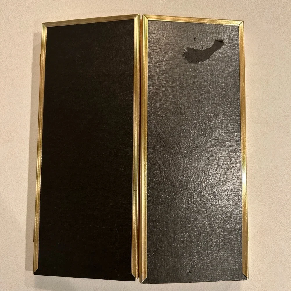 Vintage gold brass metal‎ picture frame trifold embossed detail